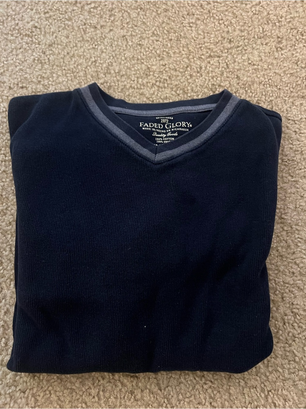 Faded Glory Men's Navy V-Neck Sweater
